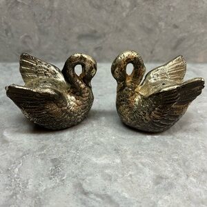 Vintage Metal Swan Salt and Pepper Shakers
